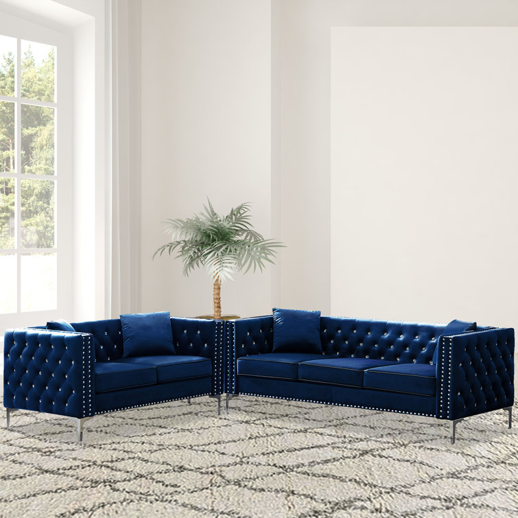 Everly Quinn Abrene Velvet Upholstered Sofa Set (2+3) Wayfair Canada